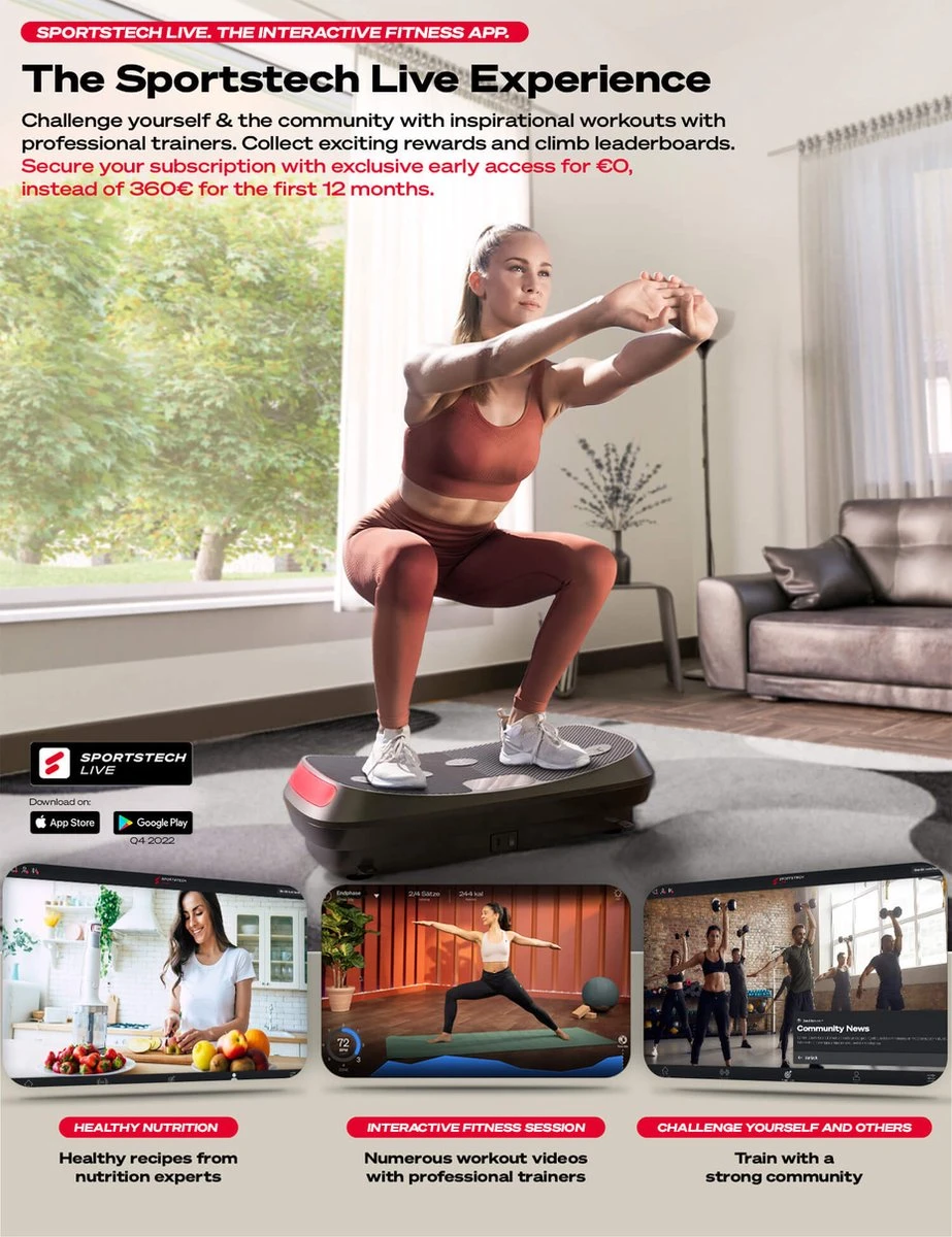 Sportstech Germany - 4D-trilplaat VP400 Met Uniek Gebogen Ontwerp - Afbeelding 5